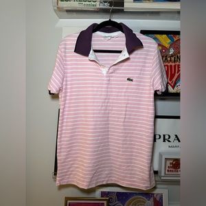 Lacoste pink and purple stripped shirt